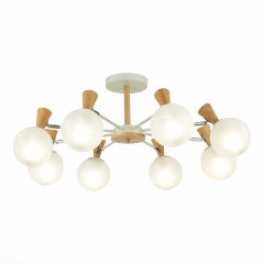 SLE220702-08 Светильник потолочный Белый, Светлое дерево/Белый E14 8*40W CATANIA SLE220702-08 Светильник потолочный Белый, Светлое дерево/Белый E14 8*40W CATANIA