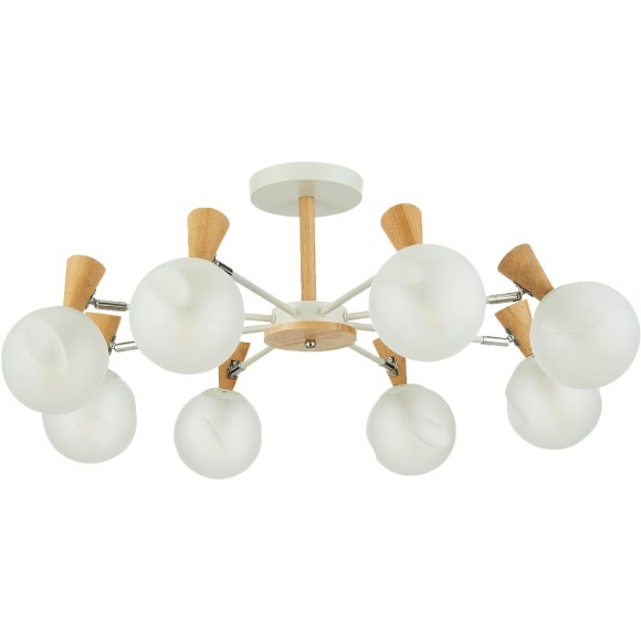 SLE220702-08 Светильник потолочный Белый, Светлое дерево/Белый E14 8*40W CATANIA