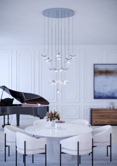 390402 PARATEBUENO 1 Светодиодный подвесной светильник диммируемый по TRIAC, 51Вт, 6460Лм, 3000К, хром, сталь, пластик