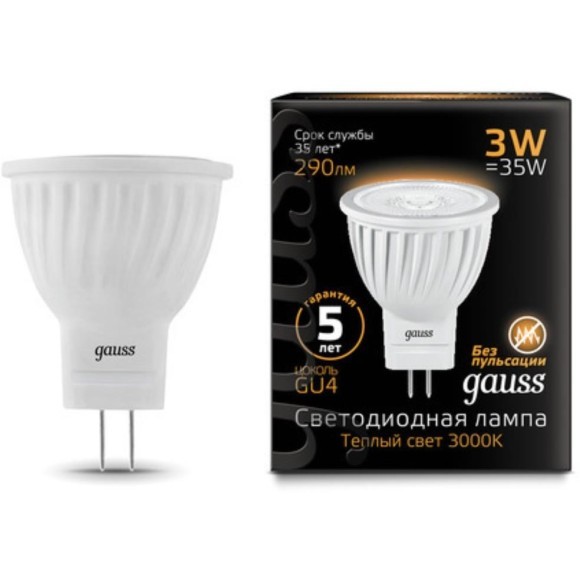 132517103 Светодиодная лампа Gauss Софит 3W 290Lm 3000K GU4 