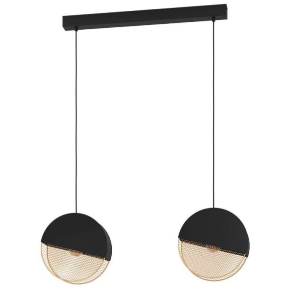 43812 Подвесной потолочный светильник (люстра) MUMLES, 2X40W, E27, L860, B90, H1100, сталь, черный, золотой 43812 Подвесной потолочный светильник (люстра) MUMLES, 2X40W, E27, L860, B90, H1100, сталь, черный, золотой