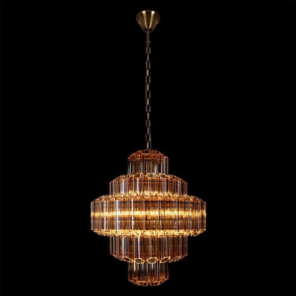 10579/600 Amber Loft It CELEBRATION Подвесная люстра, 19 x E14 до 40 Вт, бронзовое металлическое основание, янтарные стеклянные плафоны, IP20