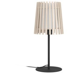 900904 Настольная лампа FATTORIA, 1X25W(Е27), H450, ?200, сталь, черный/ дерево, текстиль, коричневый, белый 900904 Настольная лампа FATTORIA, 1X25W(Е27), H450, ?200, сталь, черный/ дерево, текстиль, коричневый, белый