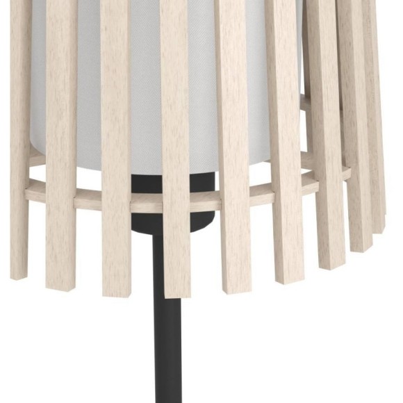 900904 Настольная лампа FATTORIA, 1X25W(Е27), H450, ?200, сталь, черный/ дерево, текстиль, коричневый, белый