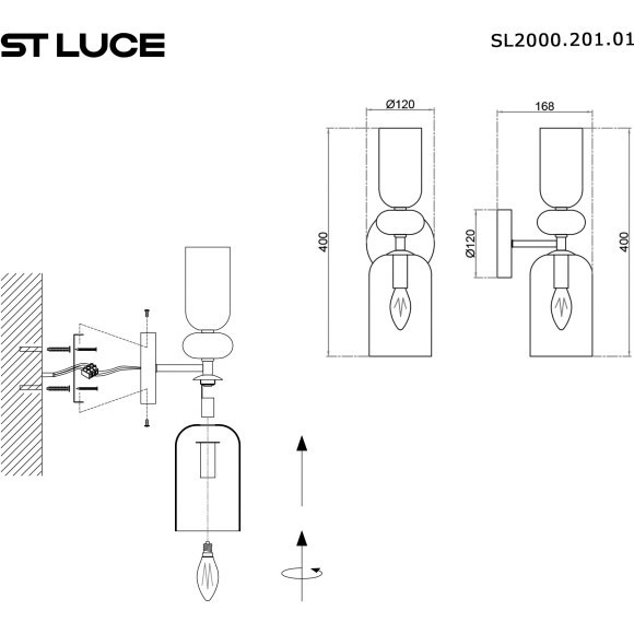 SL2000.201.01 Бра ST-Luce Золотистый/Дымчатый E14 1*40W GEA