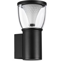 Novotech HAUT 371071 Настенный современный фасадный уличный светильник с плафоном вверх в стиле минимализм, лампа 1xGU10 до 12Вт, 220В, IP54, черный алюминий и прозрачный/белый акрил, высота 194 мм, глубина 112 мм, ширина 100 мм