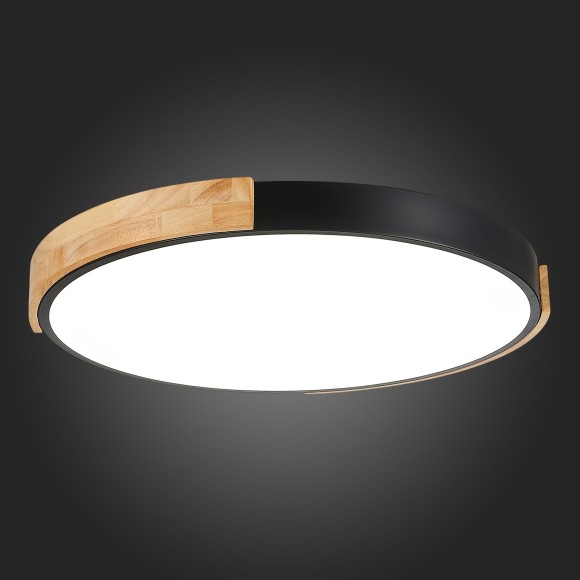 SLE201342-01 Светильник потолочный Черный, Светлое дерево/Белый LED 1*40W 3000K/4000K/6000K DELIA SLE201342-01 Светильник потолочный Черный, Светлое дерево/Белый LED 1*40W 3000K/4000K/6000K DELIA