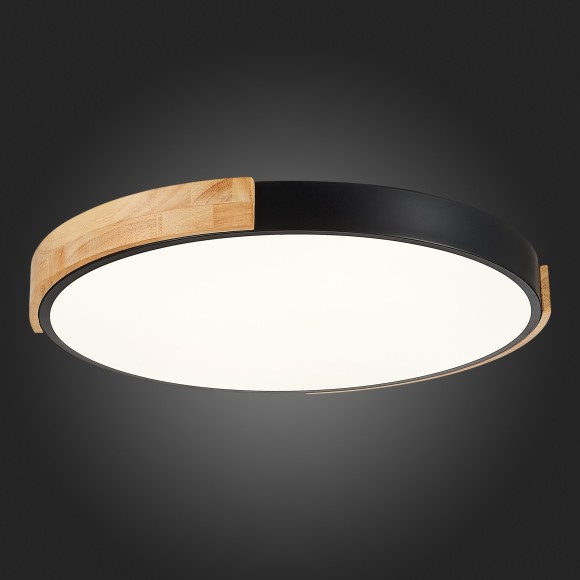 SLE201342-01 Светильник потолочный Черный, Светлое дерево/Белый LED 1*40W 3000K/4000K/6000K DELIA SLE201342-01 Светильник потолочный Черный, Светлое дерево/Белый LED 1*40W 3000K/4000K/6000K DELIA