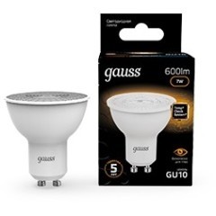 Лампа Gauss Black 7Вт 600Лм 3000К GU10 101506107