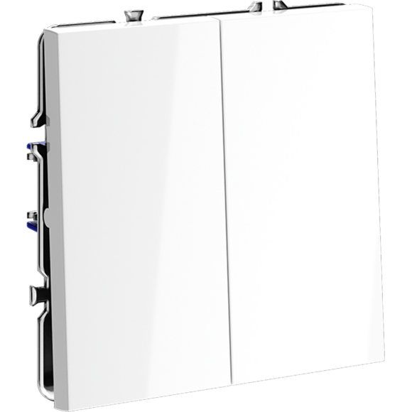 Выключатель с самовозвратом встраиваемый VOLTUM S70 двухклавишный 10А, (белый глянцевый)