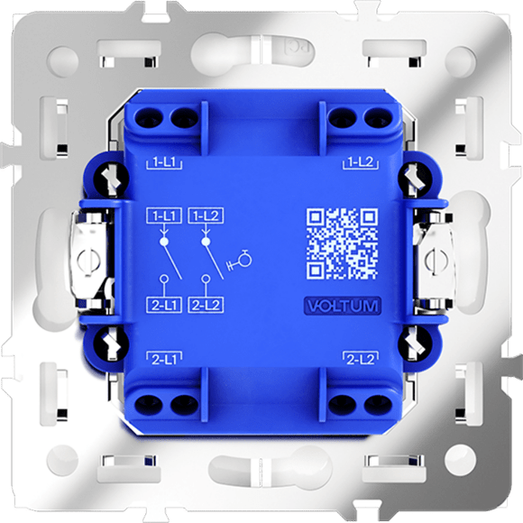 Выключатель с самовозвратом встраиваемый VOLTUM S70 двухклавишный 10А, (белый глянцевый)