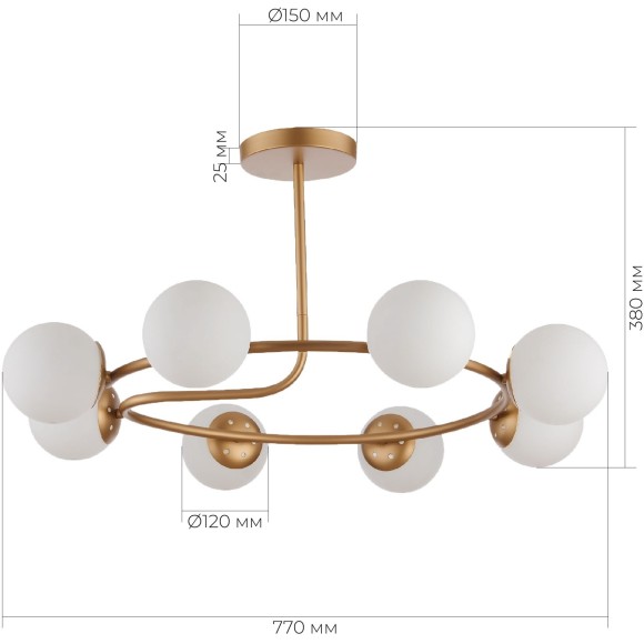 SLE220602-08 Светильник потолочный Золотистый/Белый E14 8*40W CALABRIA