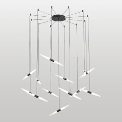 LSP-7397 Lussole ХОПКИНС Подвесная люстра, черный металл, прозрачный акрил, LED 78 Вт, 4000 К, 7000 Лм, IP20