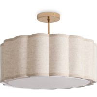 Потолочная люстра Freya Charlotte FR5512PL-05G под сменные лампы 5xE14, золотой металлический каркас и бежевый тканевый абажур в классическом текстильном стиле