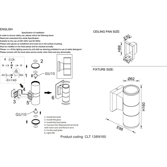 Бра Crystal Lux CLT 138W160 BL