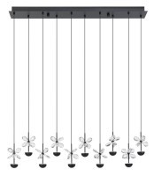 390307 PIANOPOLI 2 Светодиодный подвесной светильник диммируемый по TRIAC, 23Вт, 3000К, хрусталь, черный