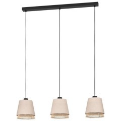 43976 Люстра TABLEY, 3X40W (E27), L890, B190, H1100, сталь, черный / текстиль, дерево, коричневый