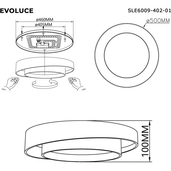 SLE6009-402-01 Светильник потолочный Черный/Белый LED 1*50W 3000K/4000K/6000K CROSBY