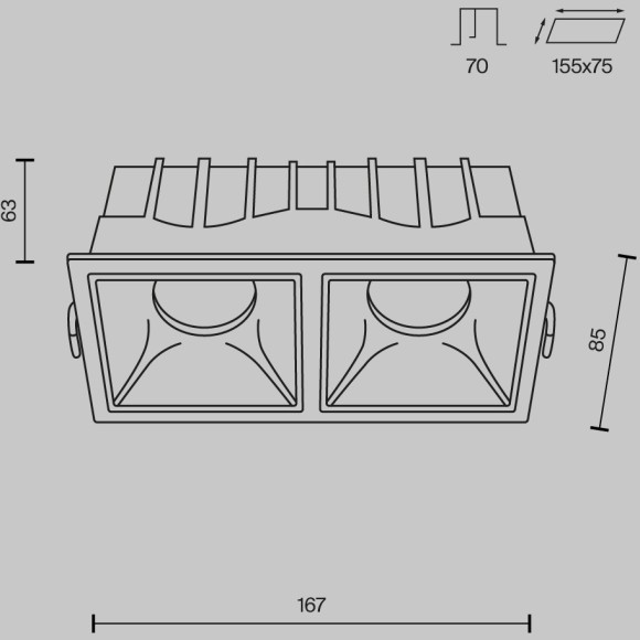 Встраиваемый светильник Technical DL043-02-15W4K-SQ-WB