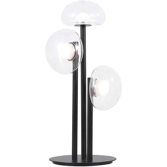 BOSQUE LG3 BLACK/TRANSPARENT 0270/503 Crystal Lux Чёрная настольная лампа с прозрачным стеклянным плафоном, LED 9 Вт, 3000 К, 720 Лм, CRI 80, IP20, 220 В
