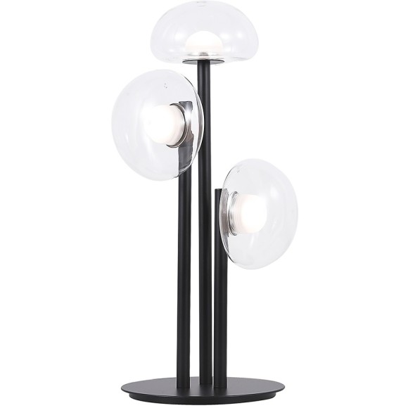 BOSQUE LG3 BLACK/TRANSPARENT 0270/503 Crystal Lux Чёрная настольная лампа с прозрачным стеклянным плафоном, LED 9 Вт, 3000 К, 720 Лм, CRI 80, IP20, 220 В