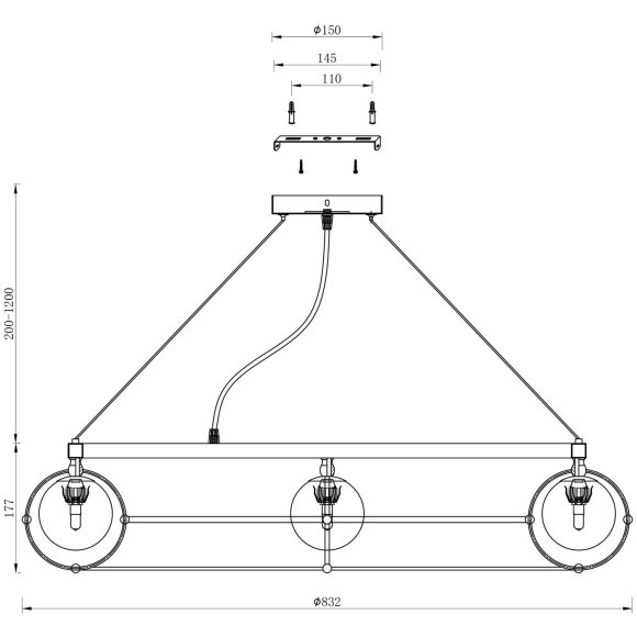 Подвесной светильник Maytoni MOD312PL-12GCH Carcass под лампы 12xG9 40W