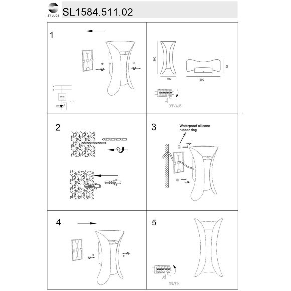 SL1584.511.02 ST Luce COSETTO Уличный настенный светильник, LED, 4000K 2х5W, белый