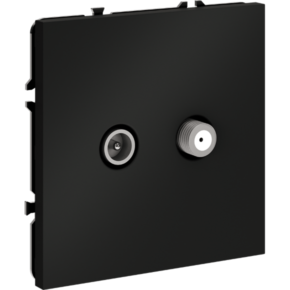 Розетка телевизионная встраиваемая VOLTUM S70 оконечная TV+SAT, (черный матовый)