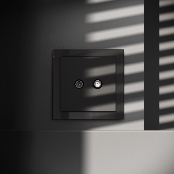 Розетка телевизионная встраиваемая VOLTUM S70 оконечная TV+SAT, (черный матовый)