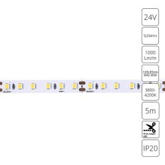 A2412008-02-4K Светодиодная лента 24В 9,6Вт/м 1000Лм/м 4000К CRI 90+ 8мм SMD2835 120шт/м 5м IP20 A2412008-02-4K Светодиодная лента 24В 9,6Вт/м 1000Лм/м 4000К CRI 90+ 8мм SMD2835 120шт/м 5м IP20