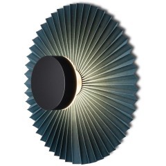 Freya Rotonda FR5634WL-L6DB Минималистичное настенное LED-бра в стиле восточный лофт, 6 Вт, 3000К, CRI 80, 50 Лм, 360°, черный металл и темный сине-зеленый тканевый абажур диаметром 30 см