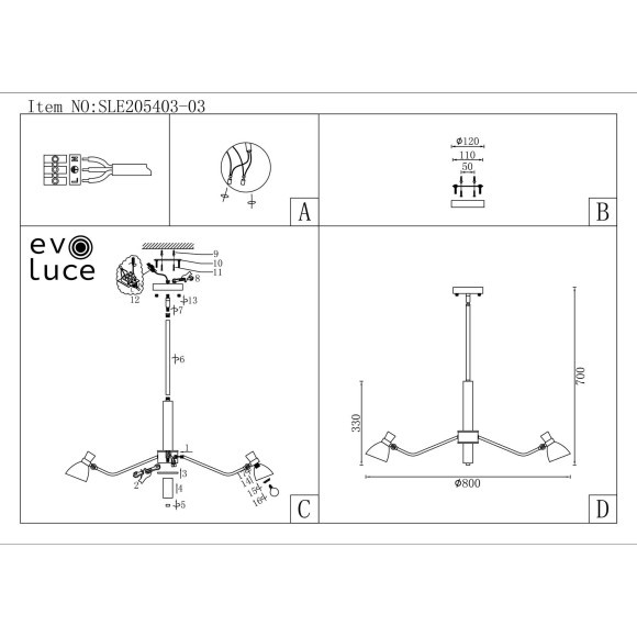 SLE205403-03 Светильник подвесной Черный, Латунь/Белый E14 3*60W LITA SLE205403-03 Светильник подвесной Черный, Латунь/Белый E14 3*60W LITA
