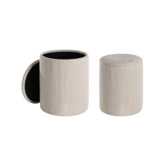 424138 VAVATENINA Пуф комплект из 2 шт. H445, Ø350, полиэстер, кремовый, пластик