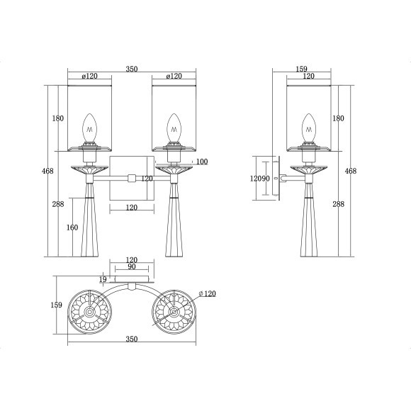 Бра Maytoni MOD224WL-02BS Bianco под лампы 2xE14 60W