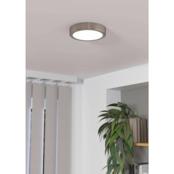 900583 Накладной светильник диммируемый FUEVA 5, 11W (LED), 3000K, Ø160, сталь, матовый никель / пластик, белый