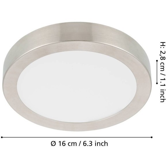 900583 Накладной светильник диммируемый FUEVA 5, 11W (LED), 3000K, Ø160, сталь, матовый никель / пластик, белый