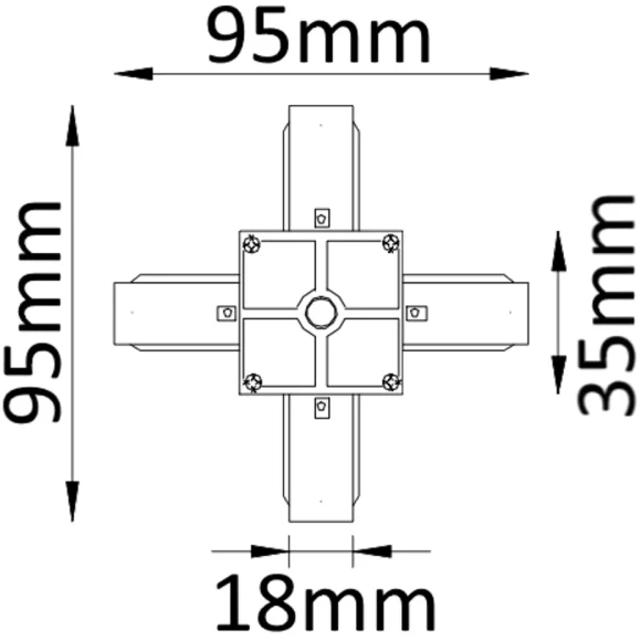 Х-образный соединитель для накладных однофазных шинопроводов Crystal Lux CLT 0.211 04 BL