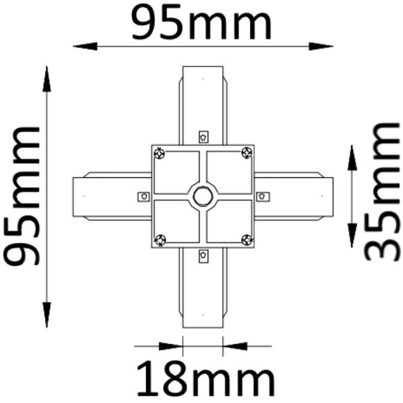 Х-образный соединитель для накладных однофазных шинопроводов Crystal Lux CLT 0.211 04 BL
