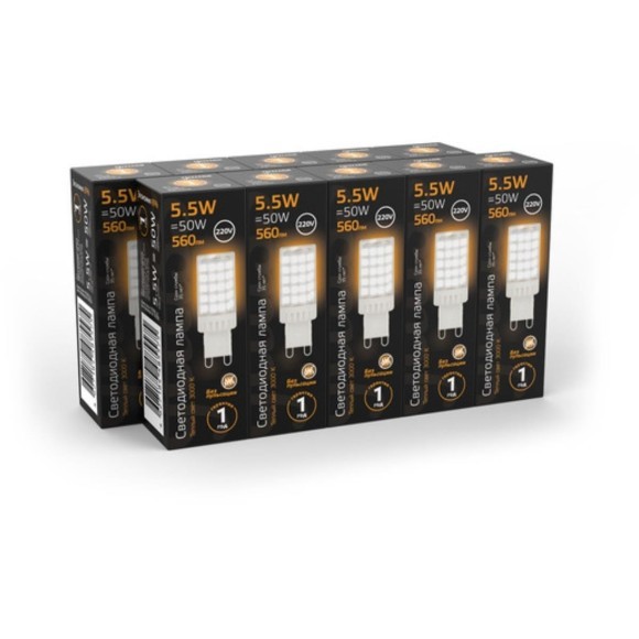 107009106 Лампа Gauss G9 AC185-265V 5,5W 560lm 3000K керамика LED 1/10/200 107009106 Лампа Gauss G9 AC185-265V 5,5W 560lm 3000K керамика LED 1/10/200