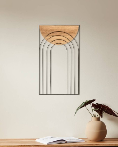 426017 TAKASAKI Панно настенное скандинавское металл МДФ полимерная пленка черный дуб L400 B0 H700