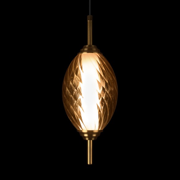 10421/A Amber Loft It HELIX Подвесной светильник бронзовый с янтарным стеклянным плафоном, LED 14 Вт, 4000 К, IP20, 220 В