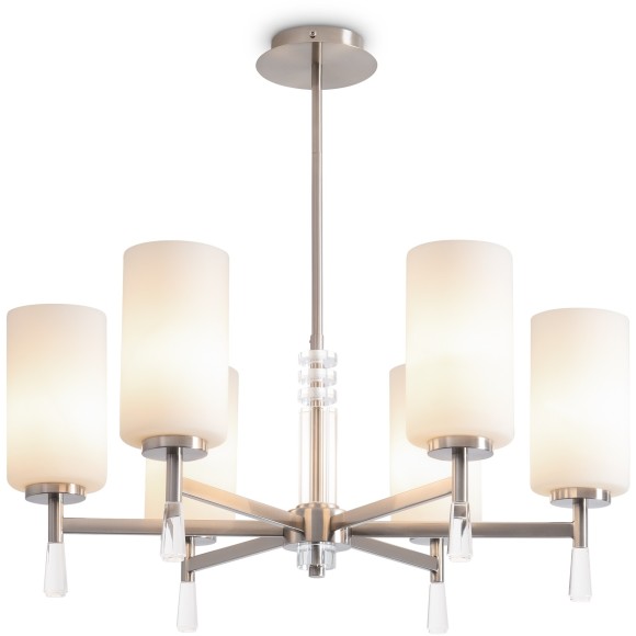 Подвесная люстра с белыми стеклянными плафонами, лампы Е27 6шт Freya Chic FR2031PL-06N