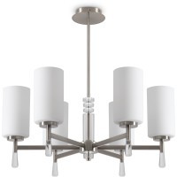Подвесная люстра с белыми стеклянными плафонами, лампы Е27 6шт Freya Chic FR2031PL-06N
