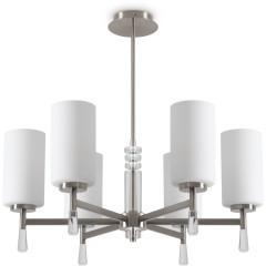 Подвесная люстра с белыми стеклянными плафонами, лампы Е27 6шт Freya Chic FR2031PL-06N