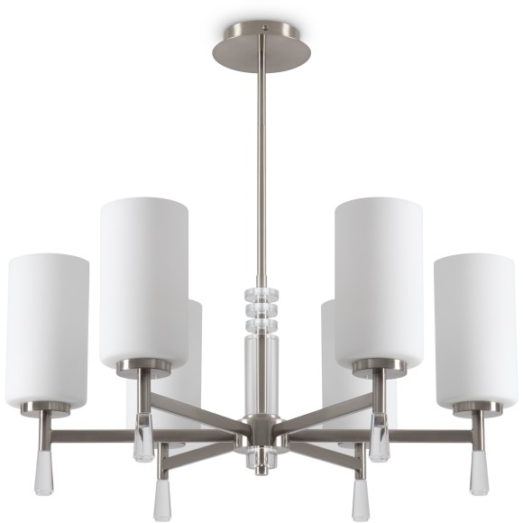 Подвесная люстра с белыми стеклянными плафонами, лампы Е27 6шт Freya Chic FR2031PL-06N