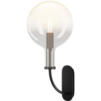 Черный настенный светильник (бра) с прозрачным плафоном, под лампу E14, без выключателя на корпусе Maytoni Status MOD333WL-01B