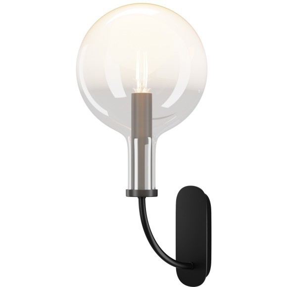 Черный настенный светильник (бра) с прозрачным плафоном, под лампу E14, без выключателя на корпусе Maytoni Status MOD333WL-01B