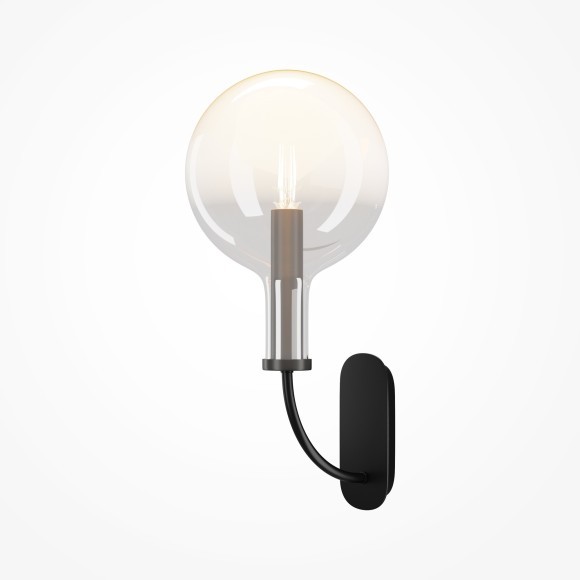 Черный настенный светильник (бра) с прозрачным плафоном, под лампу E14, без выключателя на корпусе Maytoni Status MOD333WL-01B