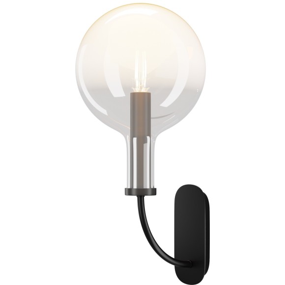 Черный настенный светильник (бра) с прозрачным плафоном, под лампу E14, без выключателя на корпусе Maytoni Status MOD333WL-01B
