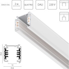 Трек шестиконтактный 3-фазный со стыковочными пазами, 2м Quattro/DALI/ Lightstar 504025-DALI Трек шестиконтактный 3-фазный со стыковочными пазами, 2м Quattro/DALI/ Lightstar 504025-DALI